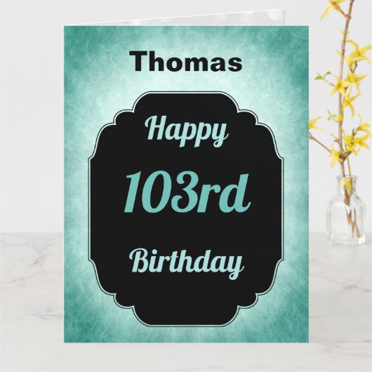 Blue personalisiert Happy 103. Geburtstag Karte (Gelbe Blume)