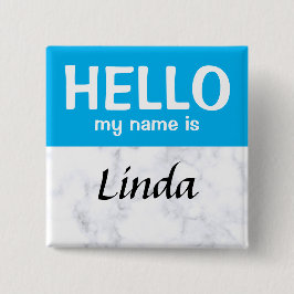 Blue Personalisiert Hello my name Button