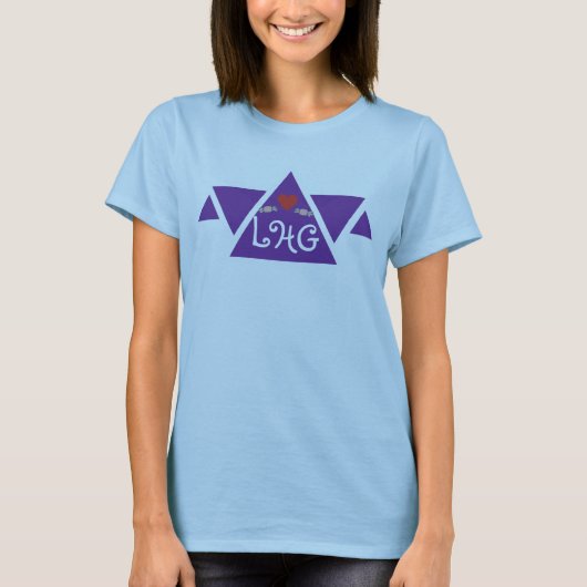 Blue Personalisiert Initials Triangle Heart Women T-Shirt (Vorderseite)