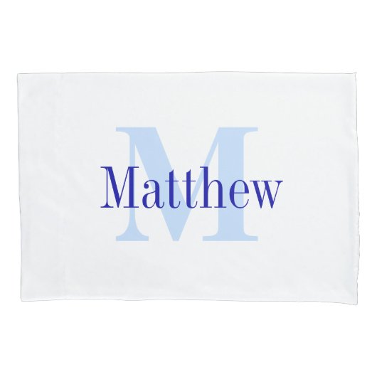 Blue Personalisiert Monogram Custom Pillow Case Kissenbezug (Vorderseite)