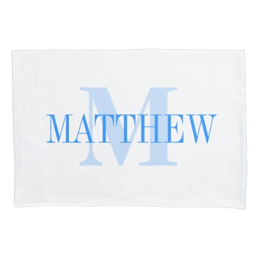 Blue Personalisiert Monogram Custom Pillow Case Kissenbezug (Vorderseite)
