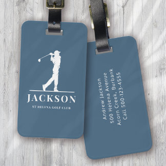 Blue Personalisiert Monogram Golfer Gepäckanhänger