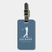 Blue Personalisiert Monogram Golfer Gepäckanhänger (Vorderseite vertikal)
