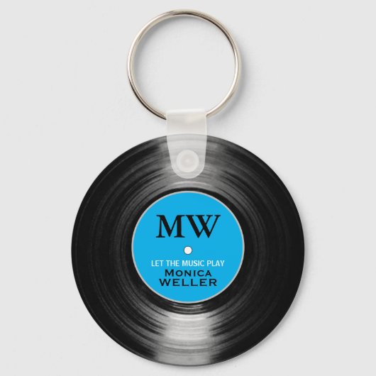 Blue Personalisiert Music Vinyl Record Schlüsselan Schlüsselanhänger (Rückseite)