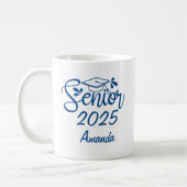 Blue Personalisiert Name Senior 2025 Kaffeetasse (Links)