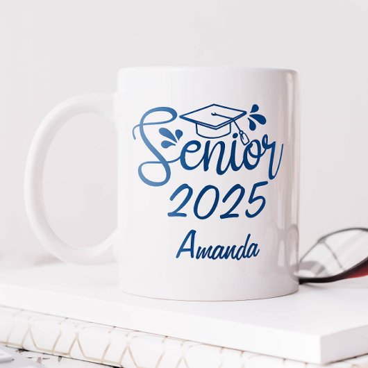 Blue Personalisiert Name Senior 2025 Kaffeetasse