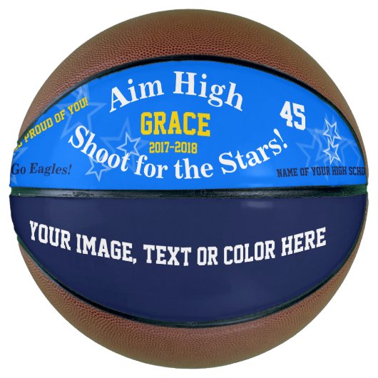 Blue Personalisiert Name Team Stars Basketball (Vorderseite)