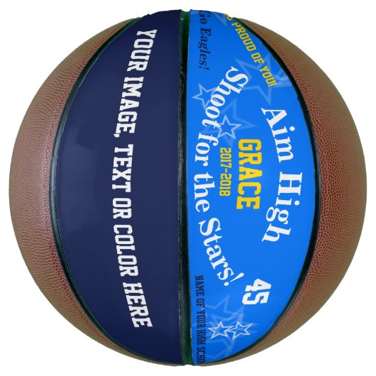 Blue Personalisiert Name Team Stars Basketball (Vertikal)