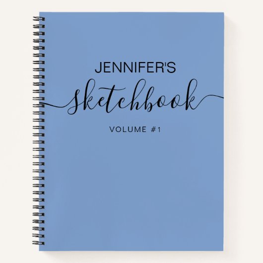 Blue Personalisiert Sketchbook Ihr Name Notizblock (Vorderseite)