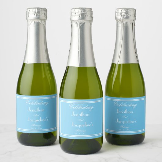 Blue Personalisiert Wedding Mini Sparkling Weinkel Schaumweinetikett (Flaschen)