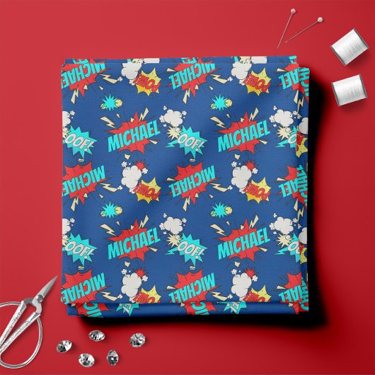 Blue Personalisierter Pop Art OOF! POW! 💥 🦸 Comi Stoff
