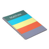 Blue Personalized Color Block Striped Notebook Notizblock (Rechte Seite)