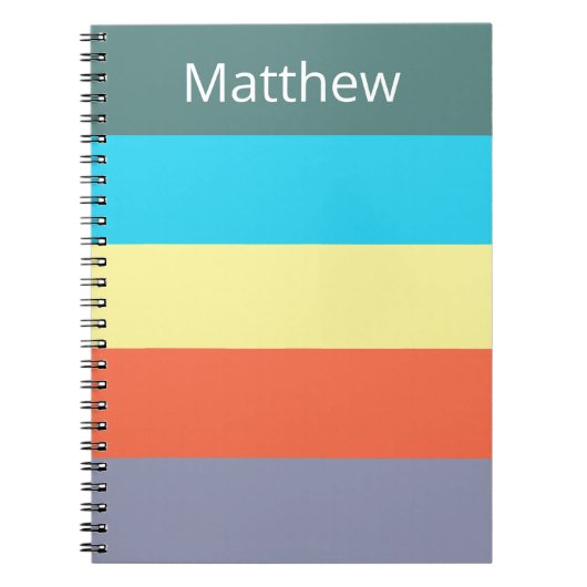 Blue Personalized Color Block Striped Notebook Notizblock (Vorderseite)