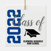 Blue Personalized High School Graduation Keramikornament (Rückseite)