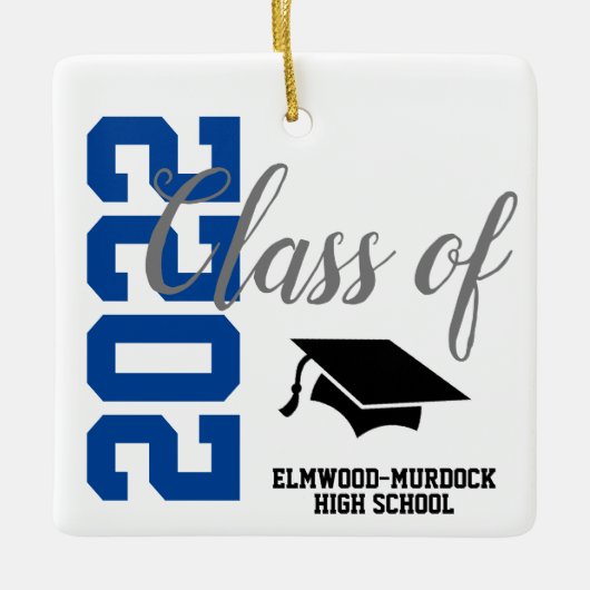 Blue Personalized High School Graduation Keramikornament (Vorderseite)