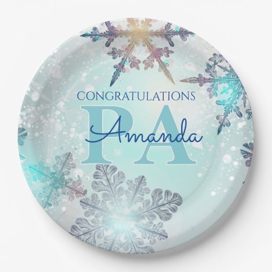 Blue Personalized Name PA Graduation  Pappteller (Vorderseite)