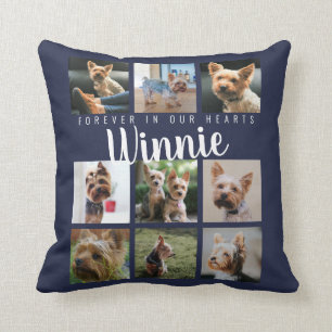 Blue Pet Foto Collage Memory Keepake Skript Name Kissen