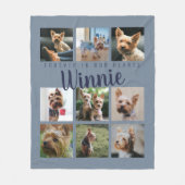 Blue Pet Foto Collage Memory Keepake Skriptname Fleecedecke (Vorderseite)