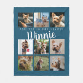 Blue Pet Foto Collage Memory Keepake Skriptname Fleecedecke (Vorderseite)