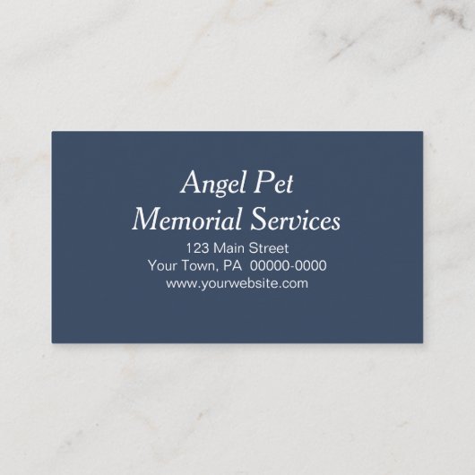 Blue Pet Guardian Angel Memorial Services Visitenkarte (Rückseite)