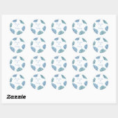 Blue Petal Bloom Burst Wedding Round Sticker Siege (Blatt)