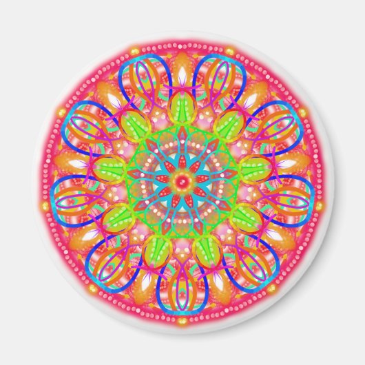 Blue Petal Blume Mandala Boho Magnet (Vorne)