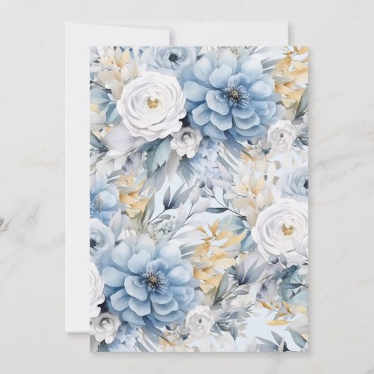 Blue Petal Bridal Dusche Einladung (Rückseite)