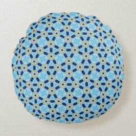 Blue Petal Harmony Round Pouf Rundes Kissen