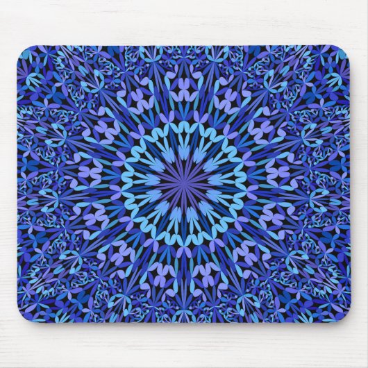 Blue Petal Kaleidoscope Mandala Mousepad (Vorne)