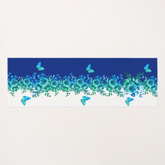 Blue Petal Symphony Yogamatte (Rückseite (Horizontal))