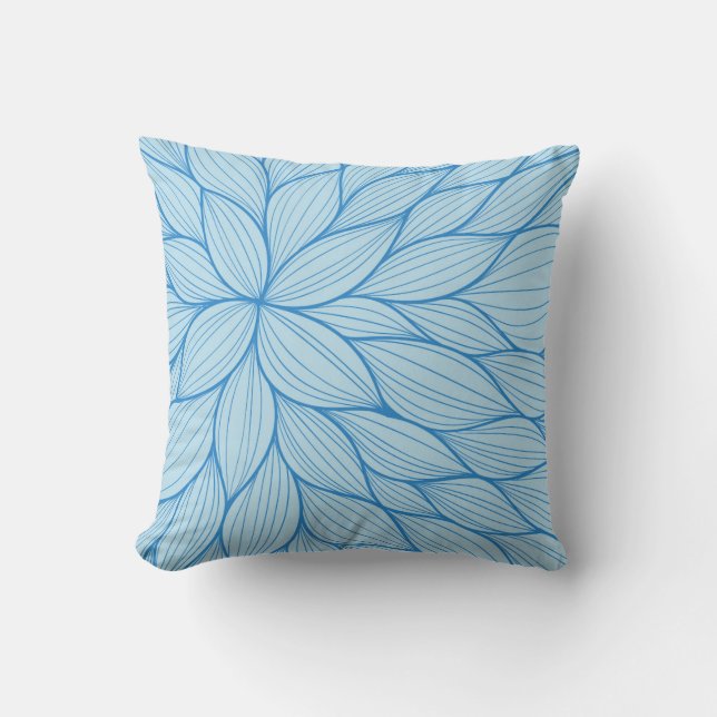 Blue Petal Watercolor Pillow Kissen (Vorderseite)