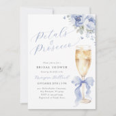 Blue Petals and Prosecco Bridal Shower Invitation Einladung (Vorderseite)