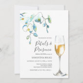 Blue Petals and Prosecco Bridal Shower Invitations (Vorderseite)