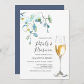 Blue Petals and Prosecco Bridal Shower Invitations (Vorne/Hinten)