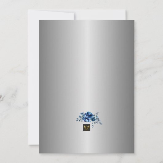 Blue Petals of Liebe: Treten Sie uns für ein Braut Einladung (Rückseite)