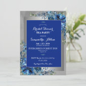 Blue Petals of Liebe: Treten Sie uns für ein Braut Einladung (Stehend Vorderseite)