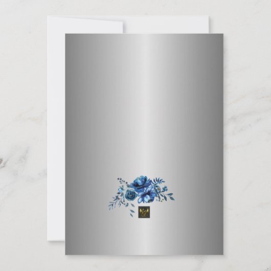 Blue Petals of Liebe: Treten Sie uns für ein Braut Einladung (Rückseite)