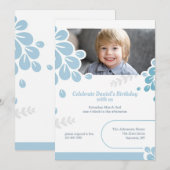 Blue Petals Photo Einladung (Vorne/Hinten)