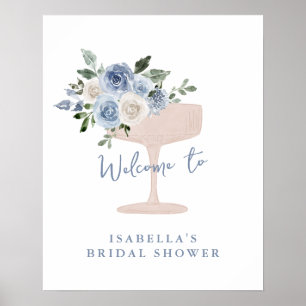 Blue Petals Prosecco-Garten-Brautjungfernparty-Wil Poster