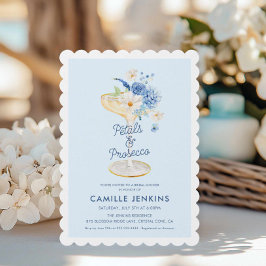 Blue Petals und Prosecco Bridal Einladung