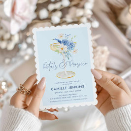 Blue Petals und Prosecco Garden Bridal Einladung