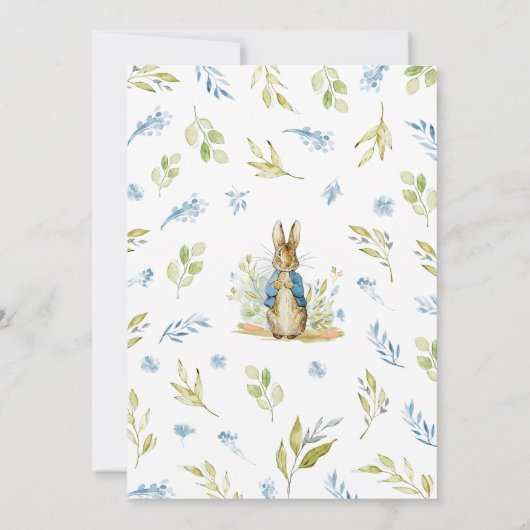 Blue Peter Rabbit Baby Dusche Einladung (Rückseite)