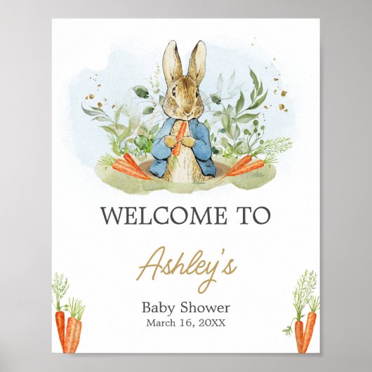Blue Peter Rabbit Baby Dusche Willkommen Poster (Vorne)