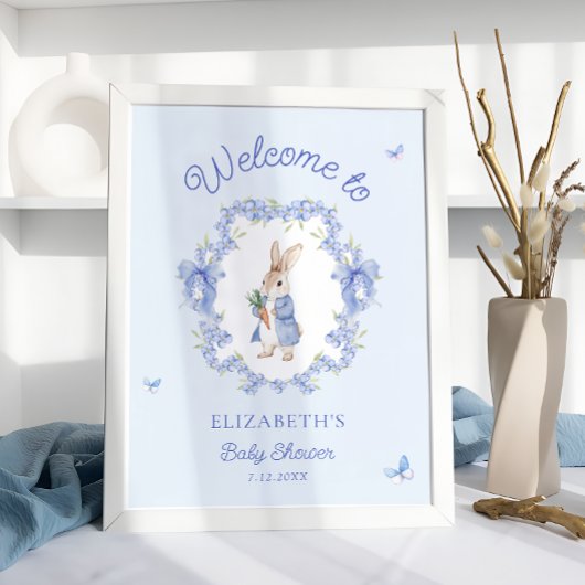 Blue Peter Rabbit Baby Dusche Willkommen Poster