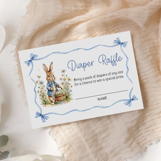 Blue Peter Rabbit Baby Shower Diaper Raffle Begleitkarte
