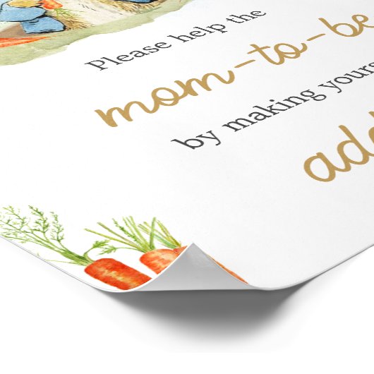 Blue Peter Rabbit Baby Shower Envelope Station Poster (Ecke)