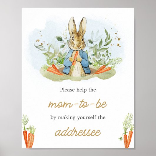 Blue Peter Rabbit Baby Shower Envelope Station Poster (Vorne)