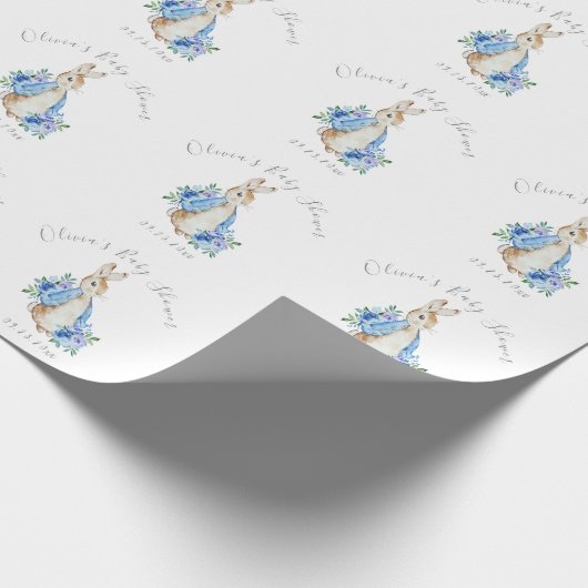Blue Peter Rabbit Boy Baby Dusche Geschenkpapier (Ecke)