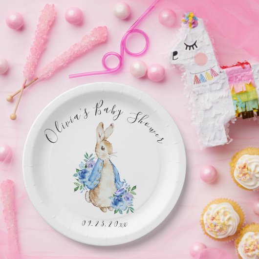 Blue Peter Rabbit Bunny Baby Dusche Pappteller (Party)