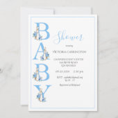 Blue Peter Rabbit Typografie Baby Shower Einladung (Vorderseite)